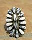 1.5 Vintage Navajo Sterling Petit Point WHITE BUFFALO TURQUOISE Ring Size 5.5