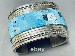 167 Gram Mind Boggling Vintage Navajo Inlay Turquoise Sterling Silver Bracelet