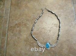 17 SUPERB Vintage Navajo Sterling Silver PREMIUM Turquoise Melon Bead Necklace