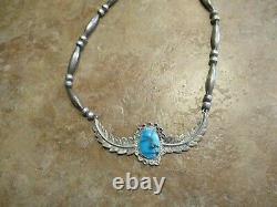 17 SUPERB Vintage Navajo Sterling Silver PREMIUM Turquoise Melon Bead Necklace