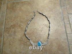 17 SUPERB Vintage Navajo Sterling Silver PREMIUM Turquoise Melon Bead Necklace