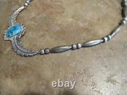 17 SUPERB Vintage Navajo Sterling Silver PREMIUM Turquoise Melon Bead Necklace