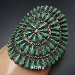 1940s Vintage NAVAJO Sterling Silver TURQUOISE Petit Point Cluster Cuff BRACELET