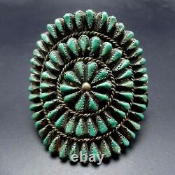 1940s Vintage NAVAJO Sterling Silver TURQUOISE Petit Point Cluster Cuff BRACELET