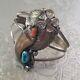 1970s Vintage Navajo Sterling Bear Claw Turquoise Triple Shank Cuff Bracelet