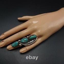 2.5 EXTRA LONG Gorgeous Vintage NAVAJO Sterling Silver & TURQUOISE RING, size 7