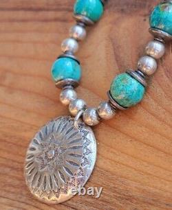 20 Gorgeous Vintage Native American Navajo Sterling Turquoise Beaded Necklace
