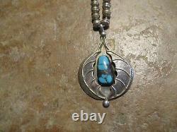 25 DELIGHTFUL Vintage Navajo Sterling Silver BISBEE Turquoise Bead Necklace