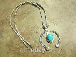 27 Vintage NAVAJO Sterling Silver PREMIUM Turquoise Heishi Bead Necklace