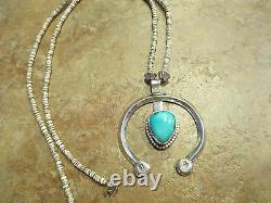 27 Vintage NAVAJO Sterling Silver PREMIUM Turquoise Heishi Bead Necklace