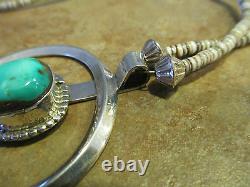 27 Vintage NAVAJO Sterling Silver PREMIUM Turquoise Heishi Bead Necklace