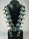 27 inch 1960's Vintage Native American Navajo Squash Necklace Turquoise Royston
