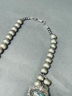 300 Gram Vintage Navajo Turquoise Sterling Silver Squash Blossom Necklace