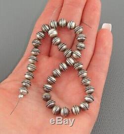 36 Pc. LOT 7 mm NAVAJO Old Pawn BENCH BEADS Charm STERLING Pearl Vintage