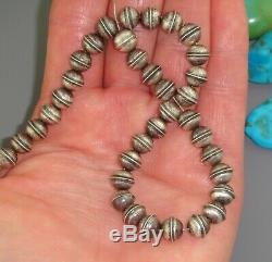 36 Pc. LOT 7 mm NAVAJO Old Pawn BENCH BEADS Charm STERLING Pearl Vintage