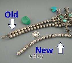 36 Pc. LOT 8 mm Large NAVAJO Old Pawn BENCH BEADS Charm STERLING Pearl Vintage