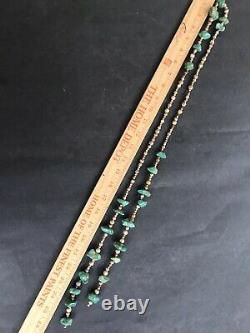 49 Long Old Vintage Navajo Turquoise Nuggets 1.25 Beads Sautoir Necklace 140gr