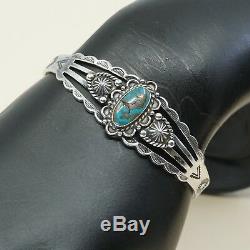 6, Vtg Navajo Native American Handmade Turquoise Sterling 925 Cuff Bracelet