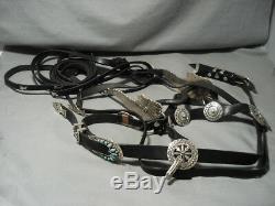 954 Gram Incredible Vintage Navajo Silver Turquoise Horse Bridle Headstall