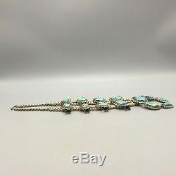 A Stunning, Eye Catching, Vintage Turquoise Squash Blossom Necklace