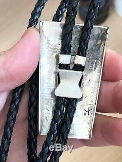 A+ Vintage Signed Hopi Inlay & Silver Thunderbird Bolo Tie Pendant