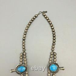 A Vintage Squash Blossom Necklace With Amazing Bright Blue Turquoise