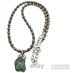 AMAZING VINTAGE NAVAJO Ithaca Peak TURQUOISE Nugget STERLING SILVER NECKLACE