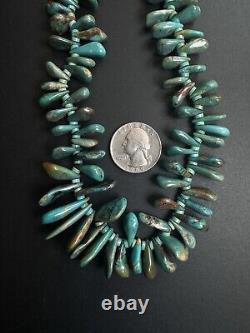 AMAZING Vintage Navajo Chunky Green Royston Turquoise Necklace 27 100g #172