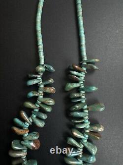 AMAZING Vintage Navajo Chunky Green Royston Turquoise Necklace 27 100g #172