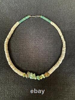 ANTIQUE Estate NAVAJO TURQUOISE, White Shell HEISHI Necklace, Old Pawn BUY NOW