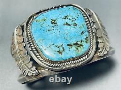 Amazing Vintage Navajo Huge Pilot Mountain Turquoise Sterling Silver Bracelet