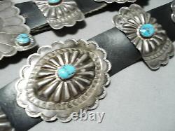 Amazing Vintage Navajo Old Kingman Turquoise Sterling Silver Concho Belt Old