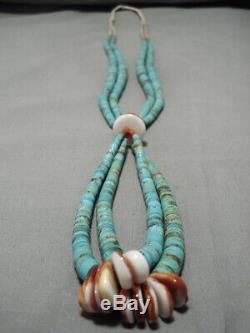 Amazing Vintage Navajo Santo Domingo Heishi Shell #8 Turquoise Necklace