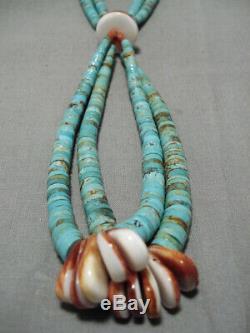 Amazing Vintage Navajo Santo Domingo Heishi Shell #8 Turquoise Necklace