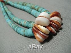 Amazing Vintage Navajo Santo Domingo Heishi Shell #8 Turquoise Necklace