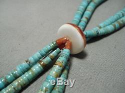 Amazing Vintage Navajo Santo Domingo Heishi Shell #8 Turquoise Necklace