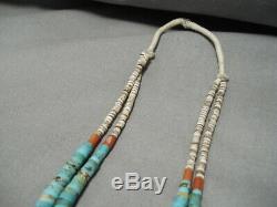 Amazing Vintage Navajo Santo Domingo Heishi Shell #8 Turquoise Necklace