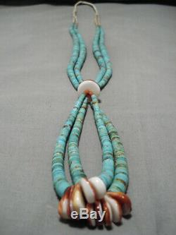 Amazing Vintage Navajo Santo Domingo Heishi Shell #8 Turquoise Necklace