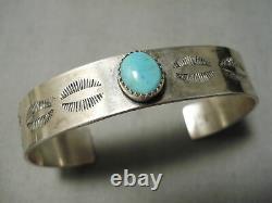 Amazing Vintage Navajo Sky Blue Turquoise Sterling Silver Bracelet
