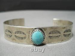 Amazing Vintage Navajo Sky Blue Turquoise Sterling Silver Bracelet