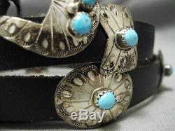 Amazing Vintage Navajo Turquoise Sterling Silver Concho Belt Old