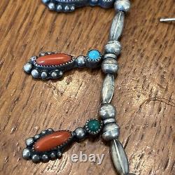 Anthony Vanderver Navajo 16 Necklace Post Earring Set Turquoise Coral Vintage Q
