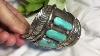 Antique Turquoise And Melted Coin Silver Cuff Bracelet Navajo Pawn Piece 1920 S Era