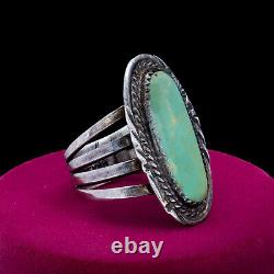 Antique Vintage Native Navajo 925 Sterling Silver Pawn Turquoise Ring Sz 8 8.3g