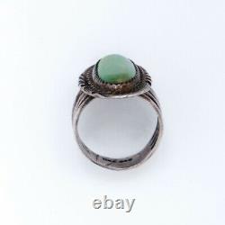 Antique Vintage Native Navajo 925 Sterling Silver Pawn Turquoise Ring Sz 8 8.3g