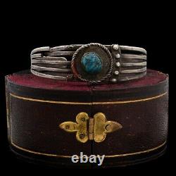 Antique Vintage Native Navajo Pawn Sterling Silver Turquoise Cuff Bracelet 28.2g