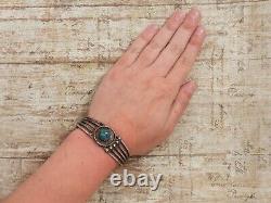 Antique Vintage Native Navajo Pawn Sterling Silver Turquoise Cuff Bracelet 28.2g