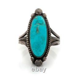 Antique Vintage Native Navajo Sterling Silver CORTEZ Turquoise Ring Sz 5.25 4.2g