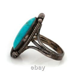 Antique Vintage Native Navajo Sterling Silver CORTEZ Turquoise Ring Sz 5.25 4.2g