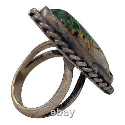 Antique Vintage Native Navajo Sterling Silver Pawn Turquoise Ring Sz 3.25 6.8g